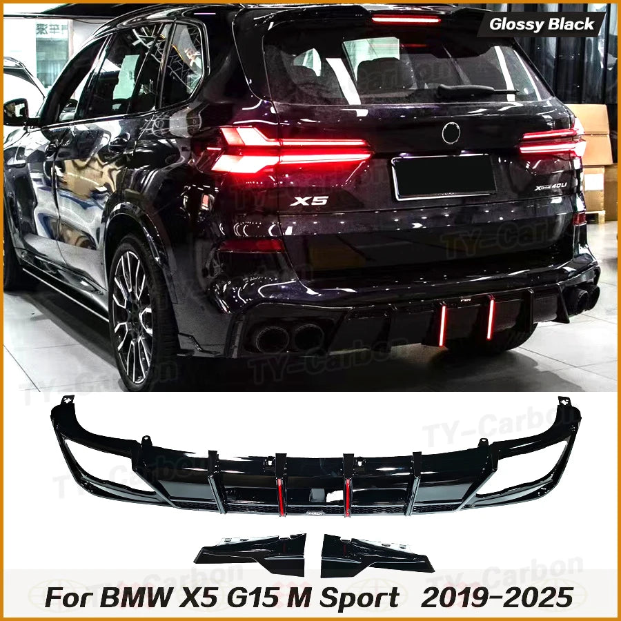 For BMW X5 G05 Rear Bumper Diffuser Lip Body Kit Exhaust Guard