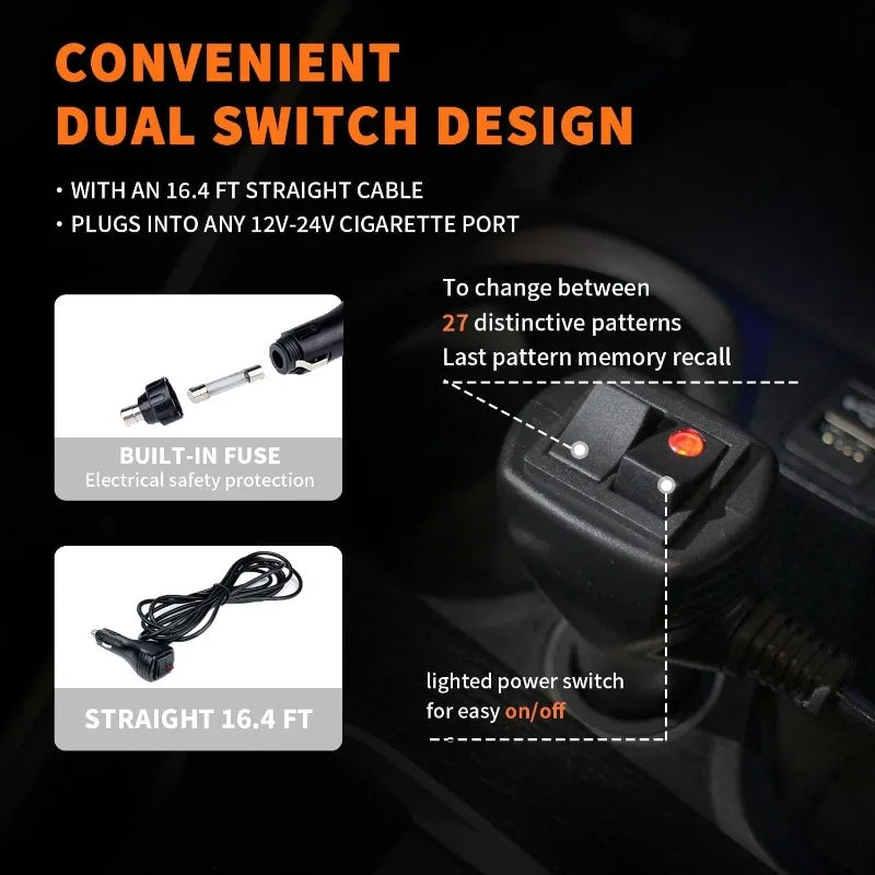 For Vehicles Front Rear Windshield In Emergency Strobe Suction