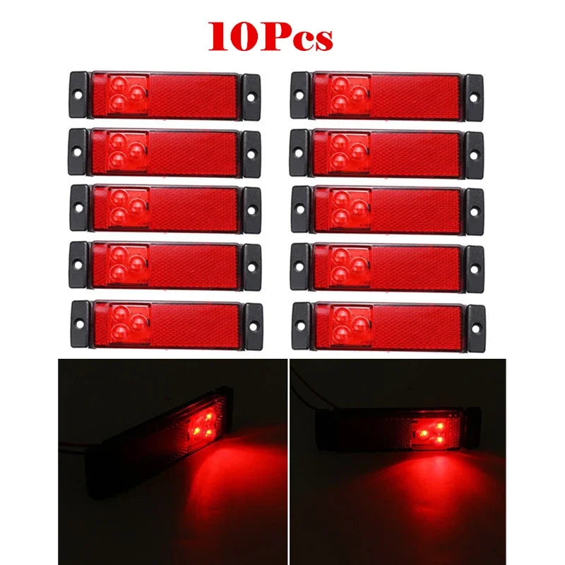 10PCS 12V 24V Side Marker Clearance Turn Signal Reflector