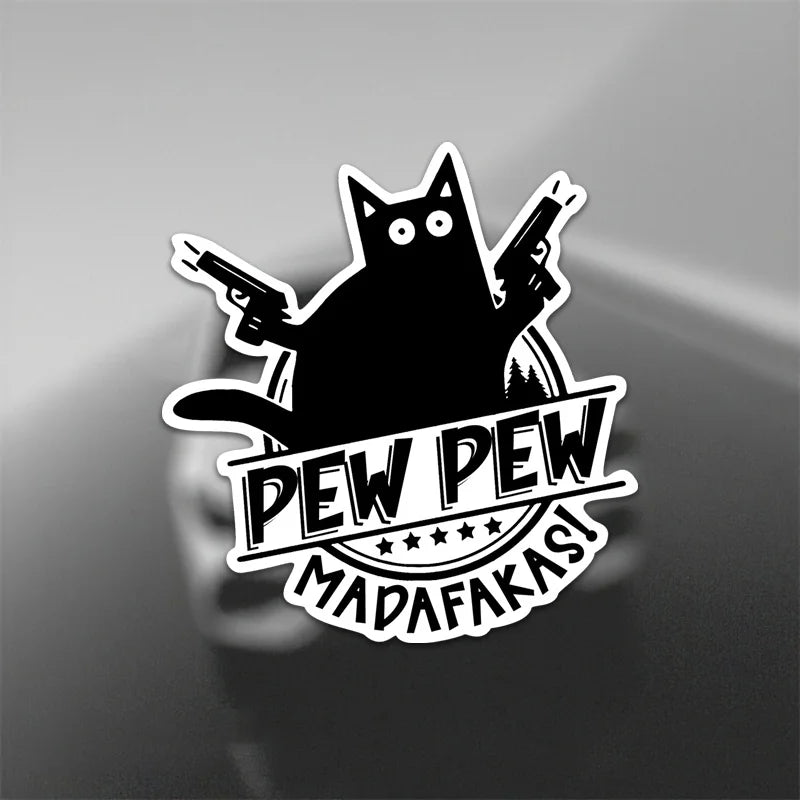 For Laptop Water Bottle Phone Pew Madafakas Cat Guns Vinyl