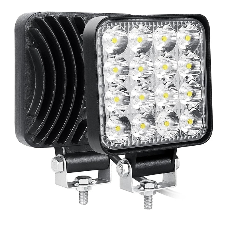 For Tractor Trailer 48W Work Square 12V 24V Spot Beam Offroad
