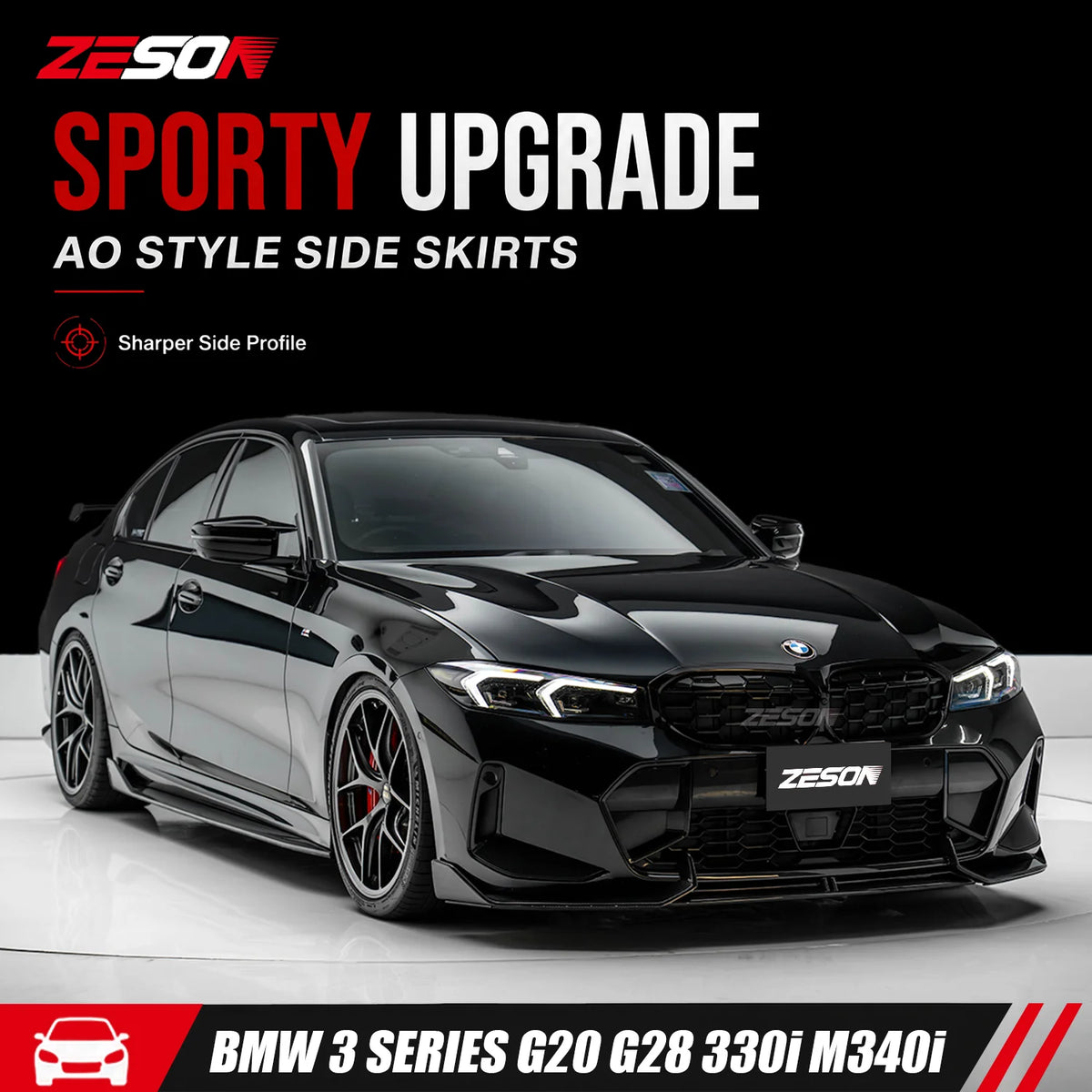 For BMW 3 Series G20 325I Zeson Real Carbon Fiber Side Skirts Ad