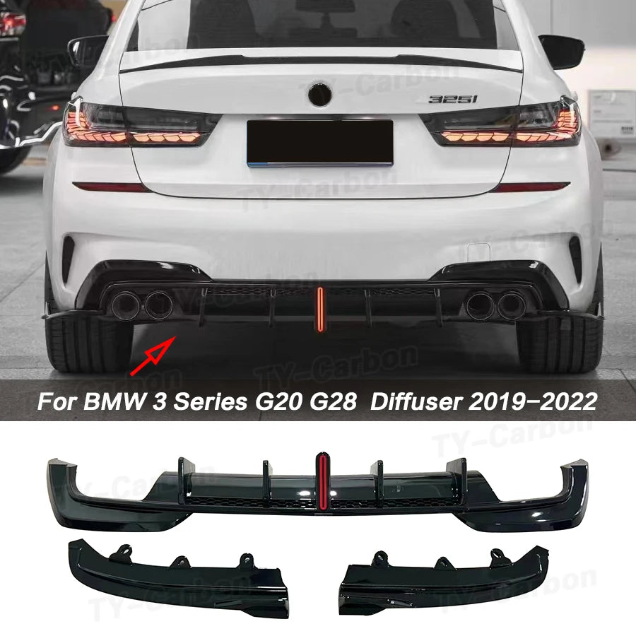 For BMW 3 Series G20 G28 Rear Bumper Lip Diffuser Splitter Gloss