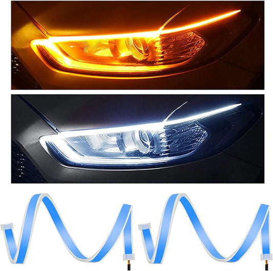 2PCS 12V Drl Daytime Running Flexible Waterproof Strip Headlights