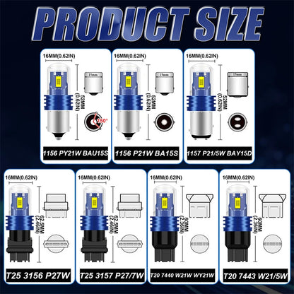2PCS 1156 ba15s P21W bau15s 1157 bay15d 7440 T20