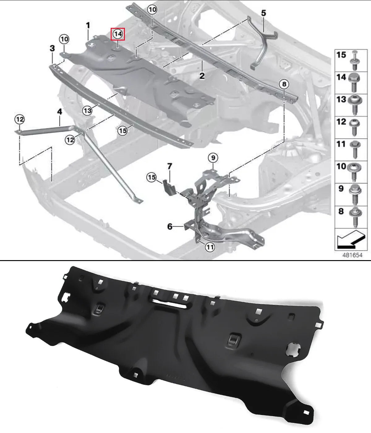 For BMW G30 G31 G14 G15 Water Tank Cover Plate G16 530I 540I