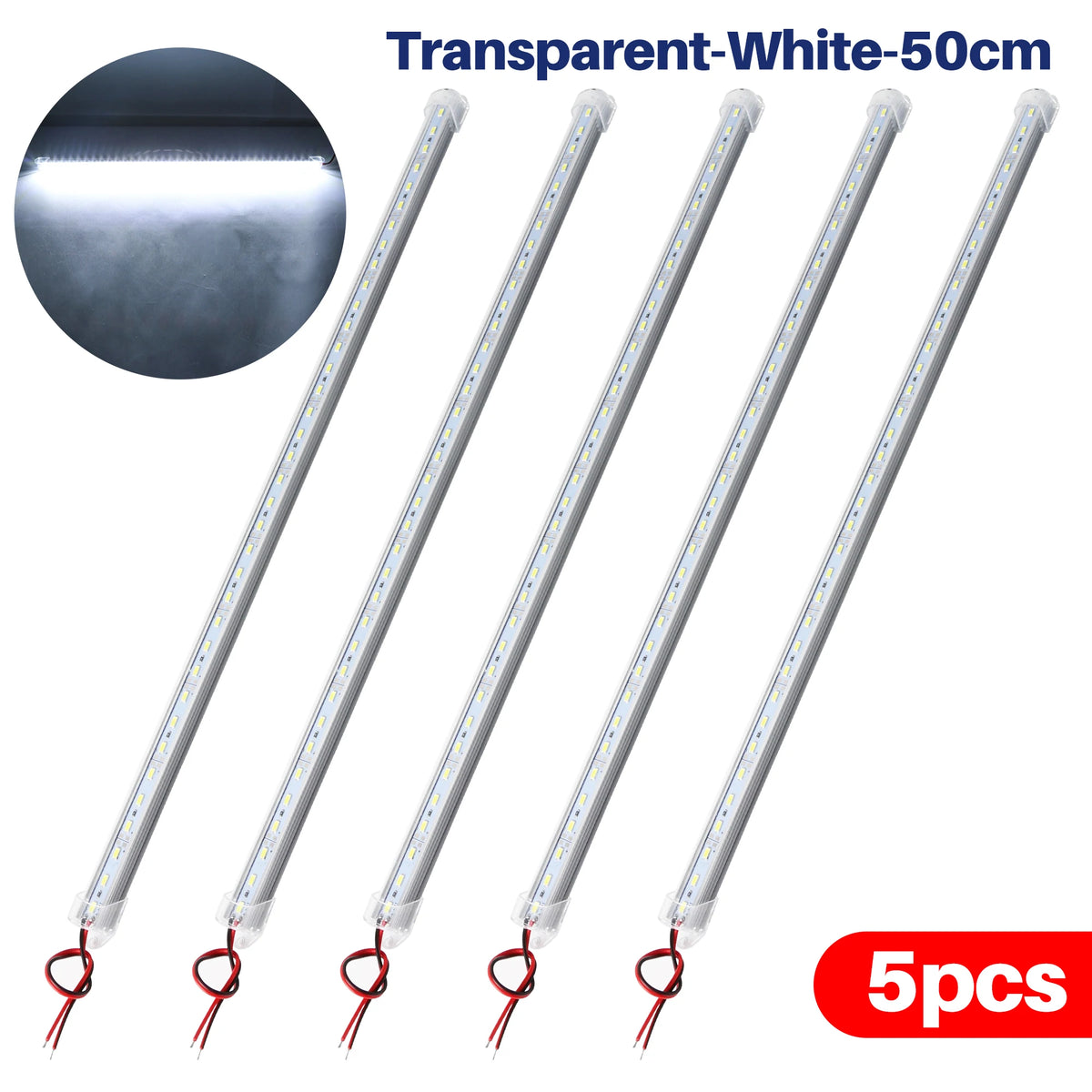 10PCS 12V 50CM Interior Bar Transparent Rigid Strip Van