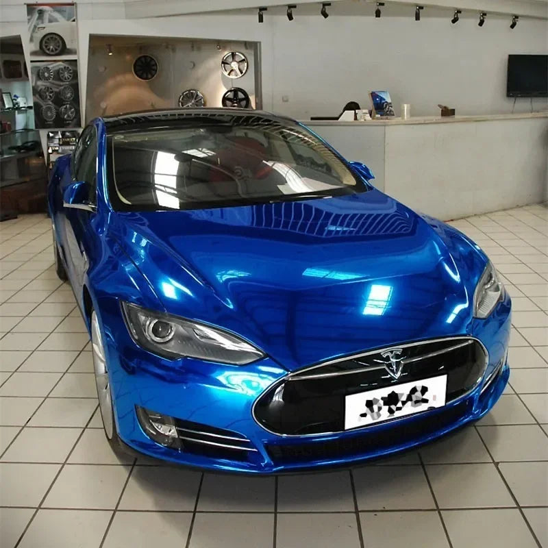 Stretchable Black Glossy Silver Mirror Chrome Vinyl Film Wrap