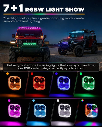 For Off Road Auxbeam Color Play Series 116W Inch RGB Pod