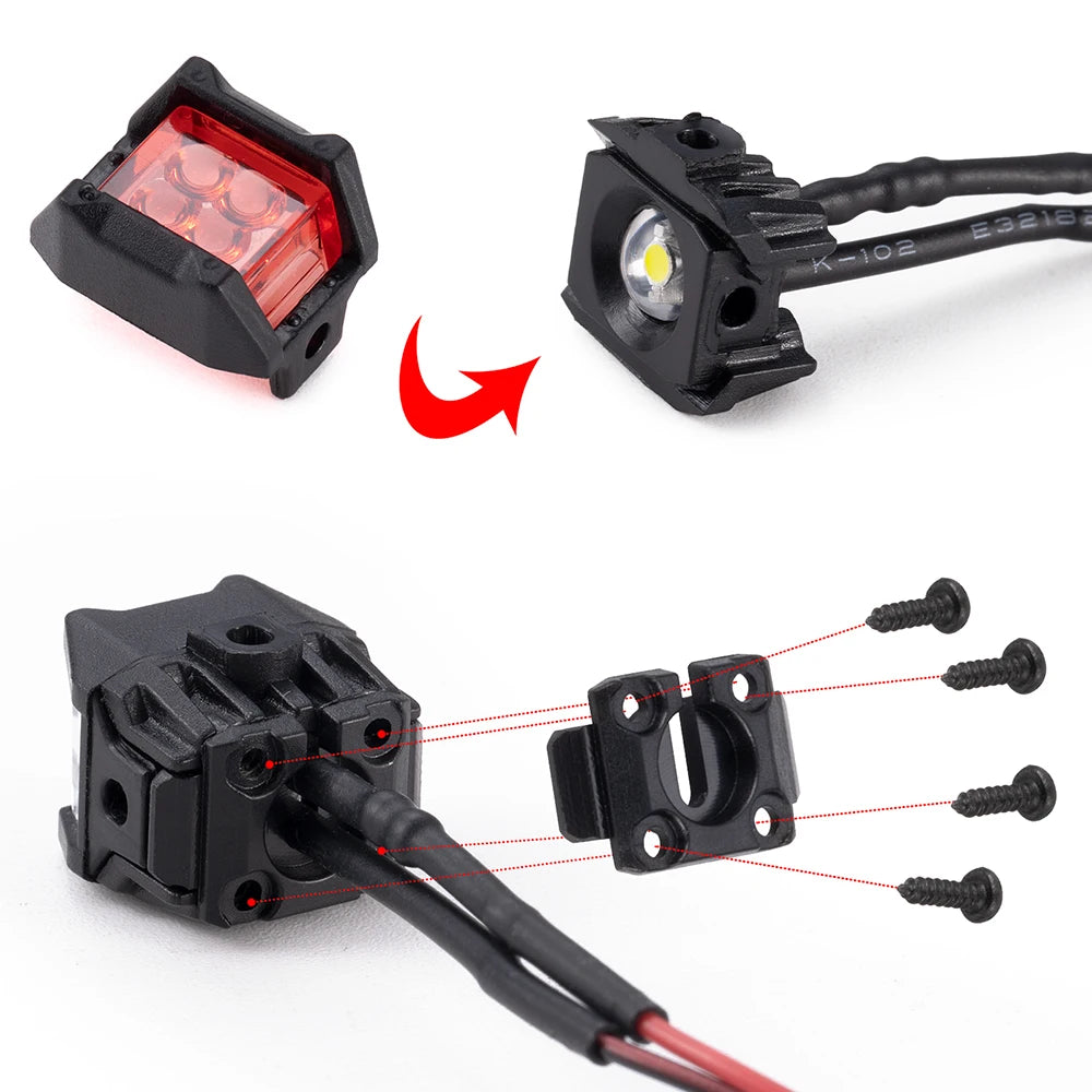 For Axial SCX10 TRX4 1 10 Yeahrun 12 18MM Headlights Taillight
