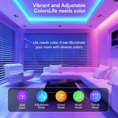 For Living Room Bedroom Courtyard Party 100 130 200FT RGB Smart