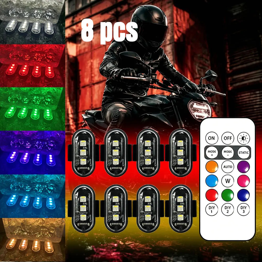 8PCS Up Night RGB Aircraft Motorcycles Truck Airplanes