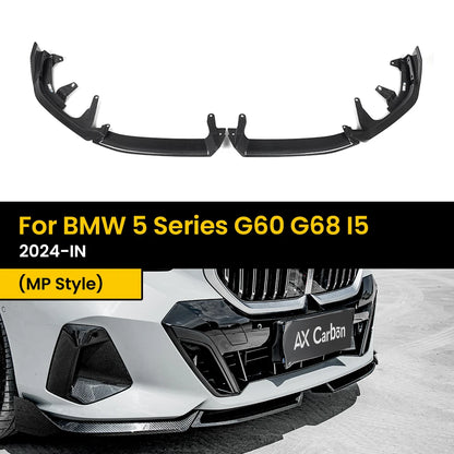 For BMW 5 Series G60 G68 Real Dry Carbon Fiber Front Diffuser