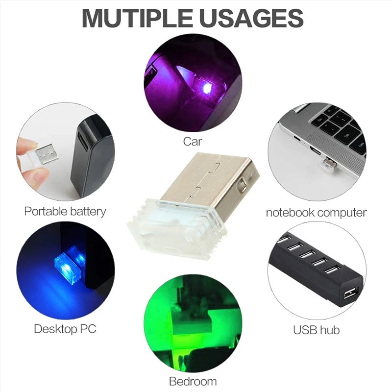 1PC Colorful Interior Atmosphere MINI USB Emergency Lighting