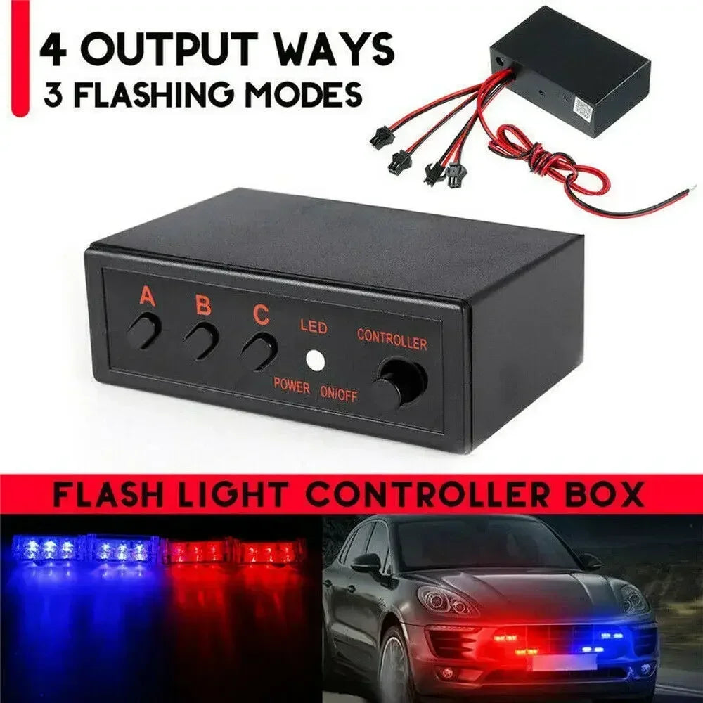 Ways Strobe Flash Flasher Controller Box 12V Front Grille