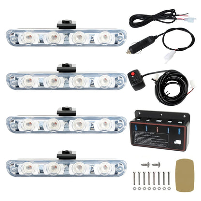 Set 12V Strobe Grille Ambulance Flashing Switch Red White
