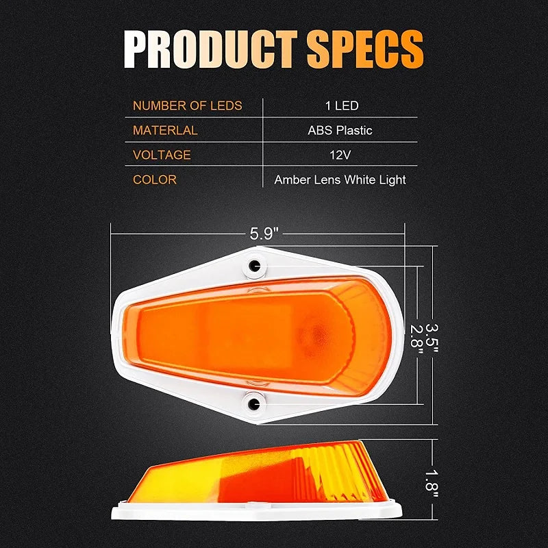 For Ford F-150 F-250 F-350 1973-1997 5PCS Amber Cab Roof Marker