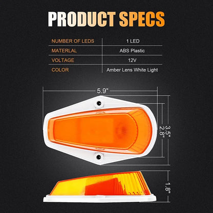 For Ford F-150 F-250 F-350 1973-1997 5PCS Amber Cab Roof Marker