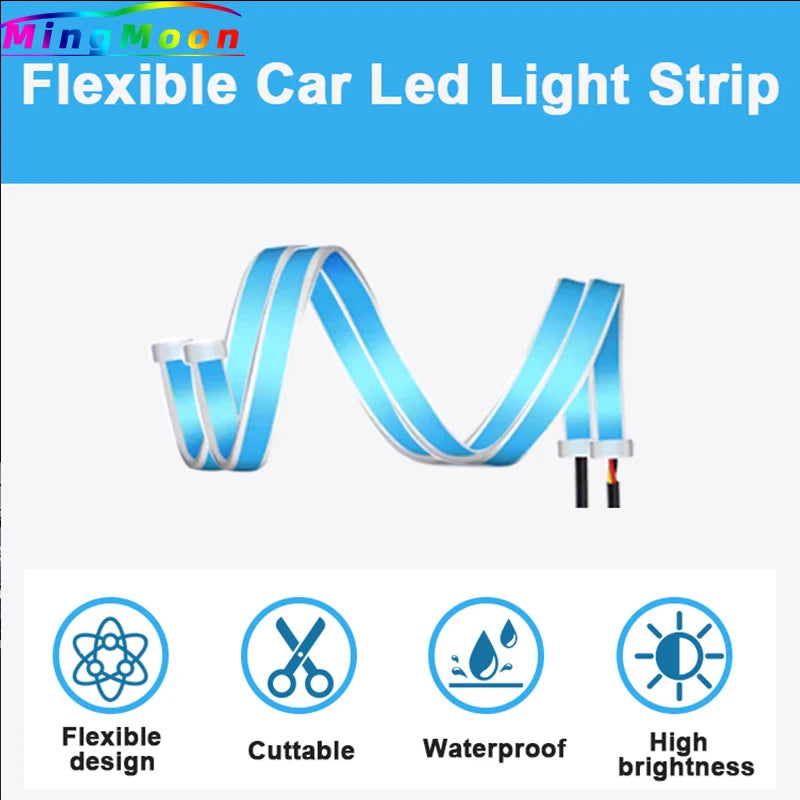 2PCS Drl Flexible Daytime Running Turn Signal Headlight