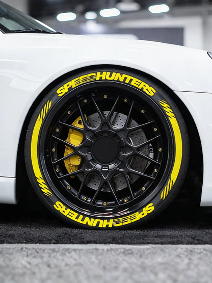 Yellow Speedhunters 3D Tire Letter Sticker Wheel Decor Decals