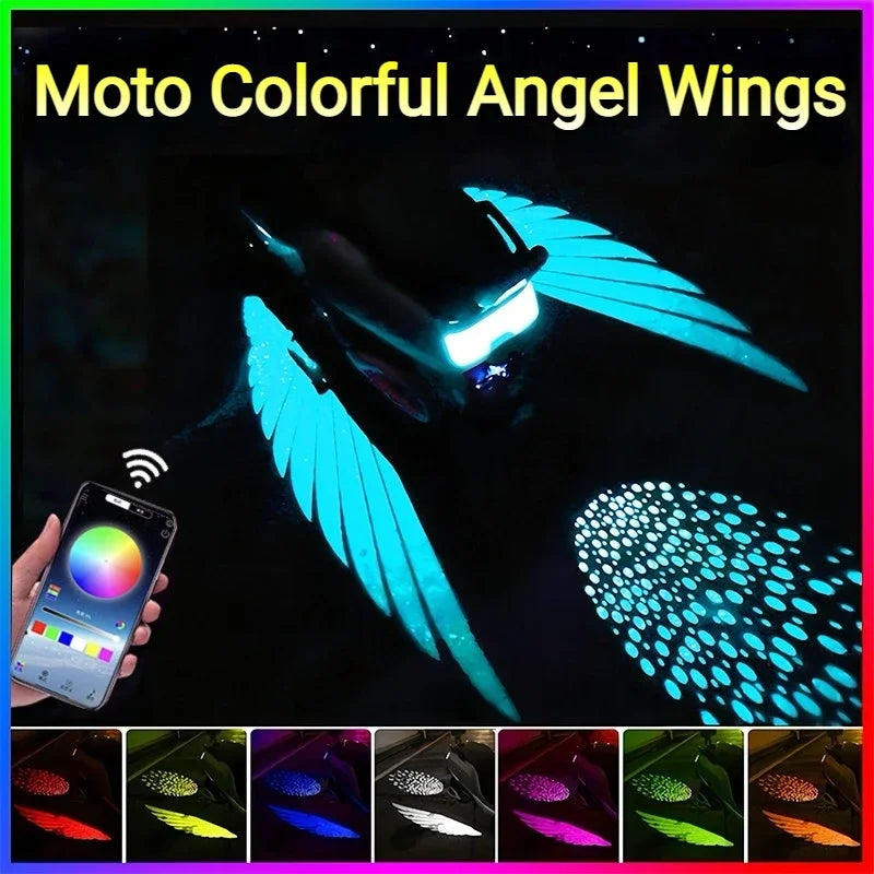 Electric Motorcycle Colorful Angel Wings Welcome Projection