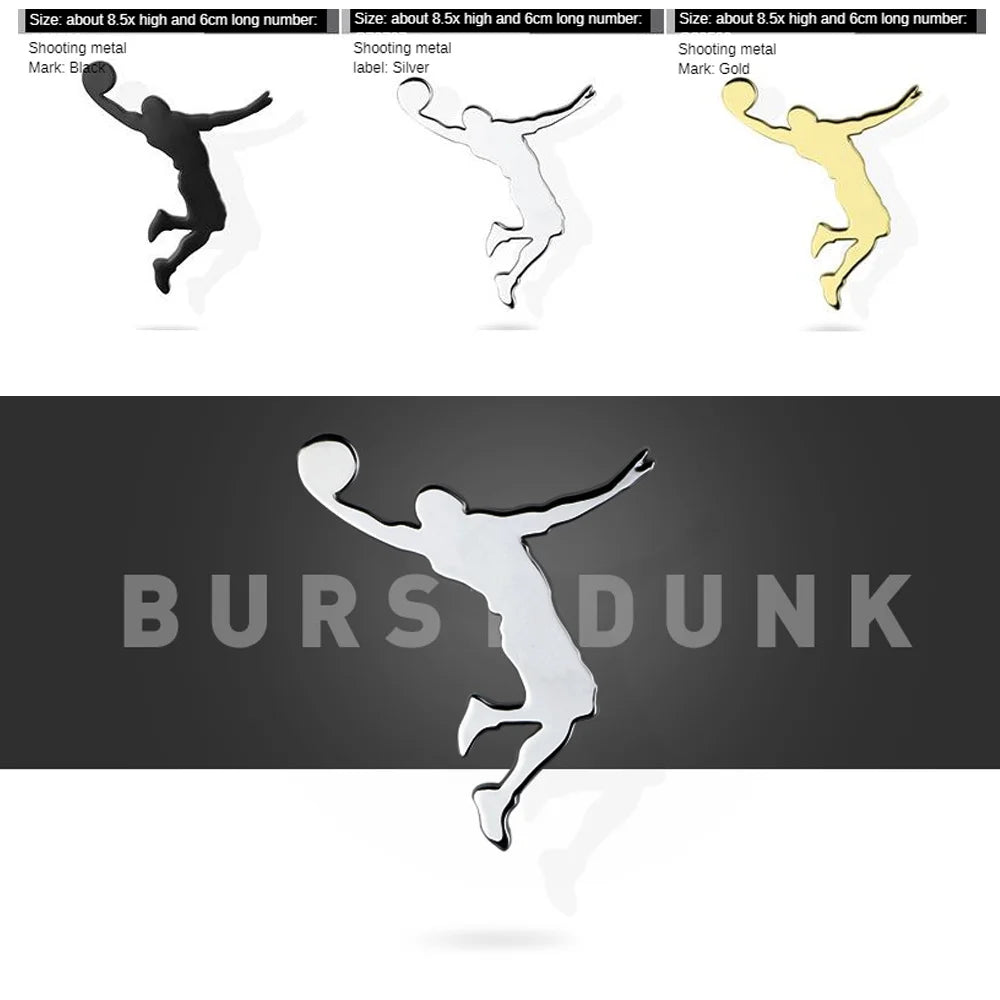 Dsycar 1PCS Metal Badge Emblem Basketball Trunk Adhesive Decal