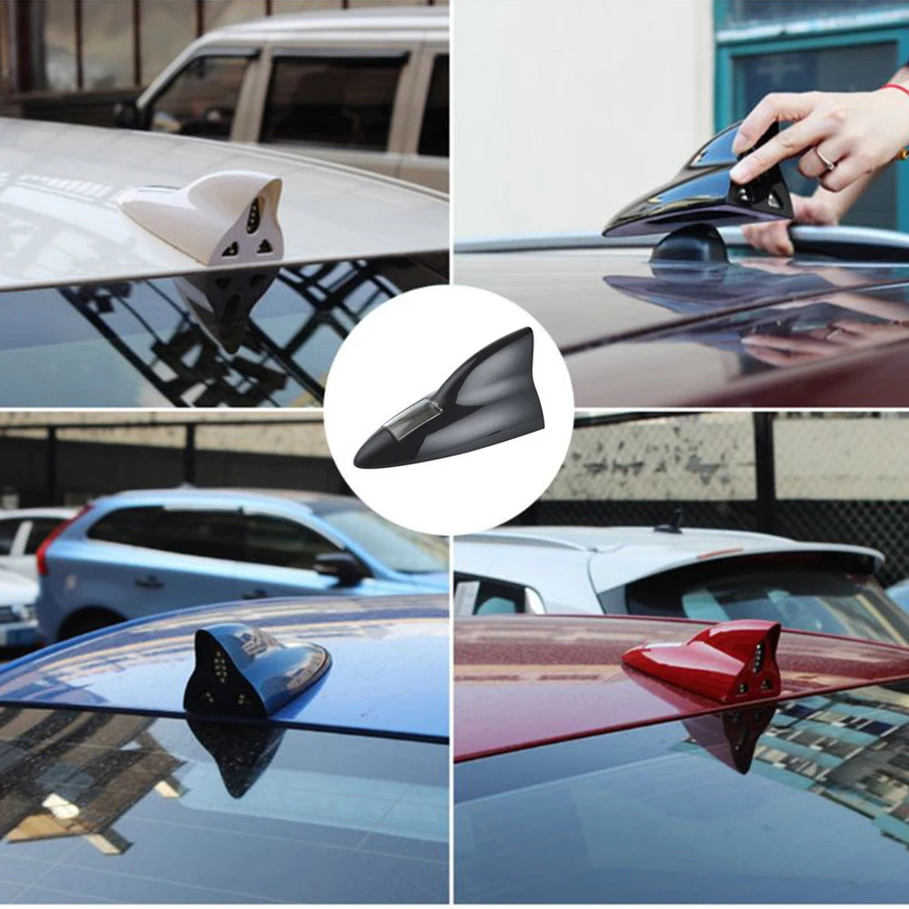 Solar Anti Collision Warning Shark Fin Antenna Automobile