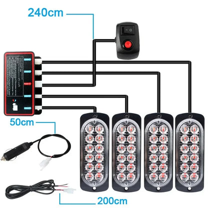 For Trailer In 48LED Emergency Strobe 12V Flashing Truck Van SUV