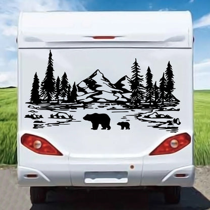 Large Mountain Bear Tree Camping Rv Sticker Wildlife Travel
