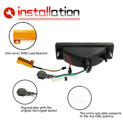 For Nissan D21 Hardbody Pickup & Switchback Dynamic Amber Front