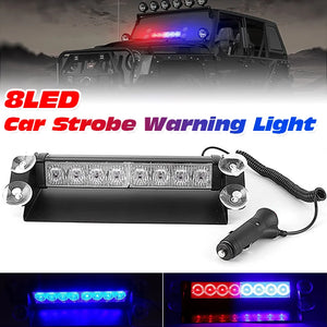 8LED Strobe Windshield Red Blue Flasher Emergency Warning Signal