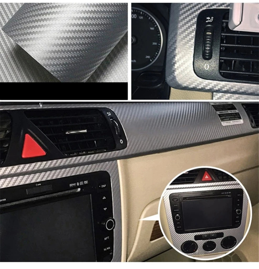 For Diy Automotive Interior Styling Decoration 3D Silver Carbon