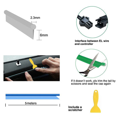 For Auto Diy Ambient Lighting Kits 5M Interior Strip Neon