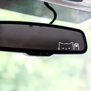 Rearview Mirror Sticker Cat Probe Beckoning Cute Body Triangular