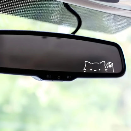 Rearview Mirror Sticker Cat Probe Beckoning Cute Body Triangular