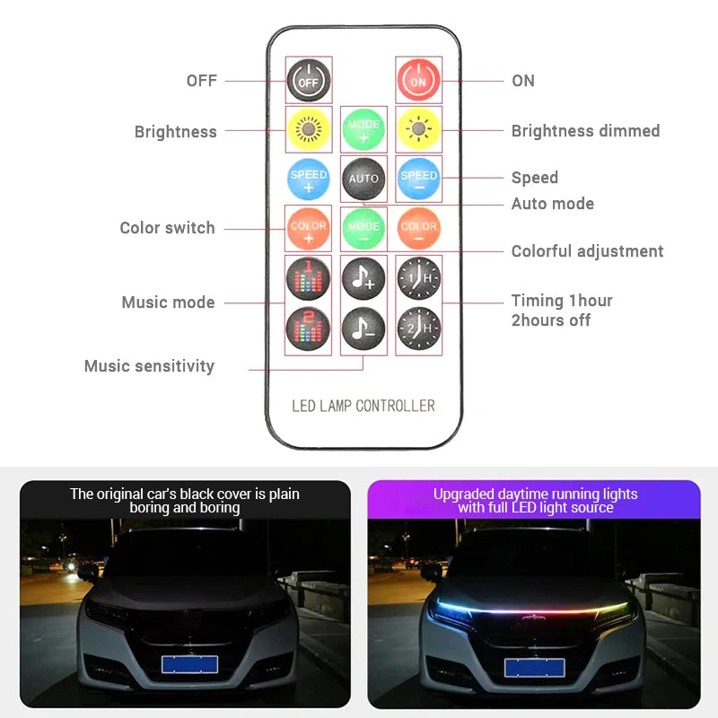 seametal12v Hood Flexible Headlight Strip Multicolor Atmosphere