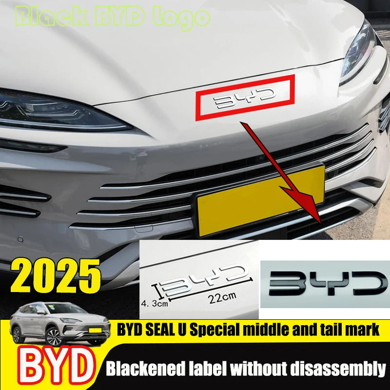 For BYD Seal U Black Front Emblem Rear Badge Black Warrior