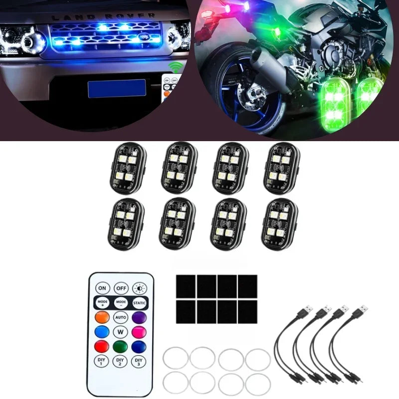 RGB Strobe Motorcycle Wireless Remote Warning Decor R Indicator