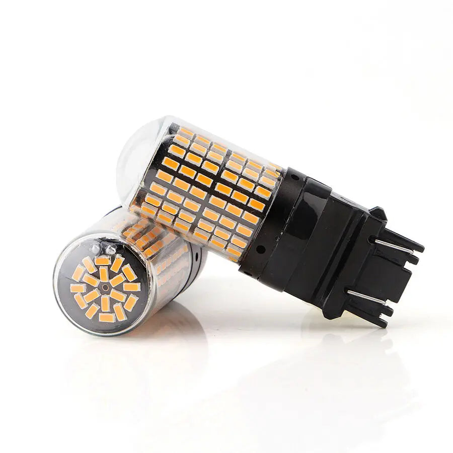 2X Amber T25 3157 Canbus 3014 144SMD Error Brake