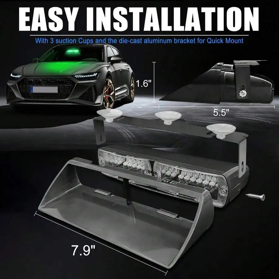 Nilight Bright Strobe Windshield Warning Flash Suction Cups