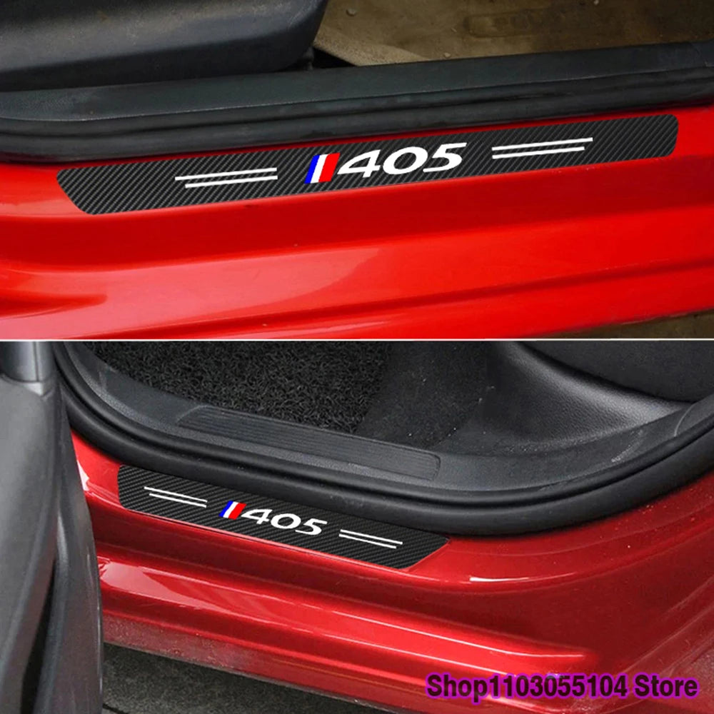 For Peugeot 405 406 407 408 4PCS Carbon Fiber Door Sill Sticker