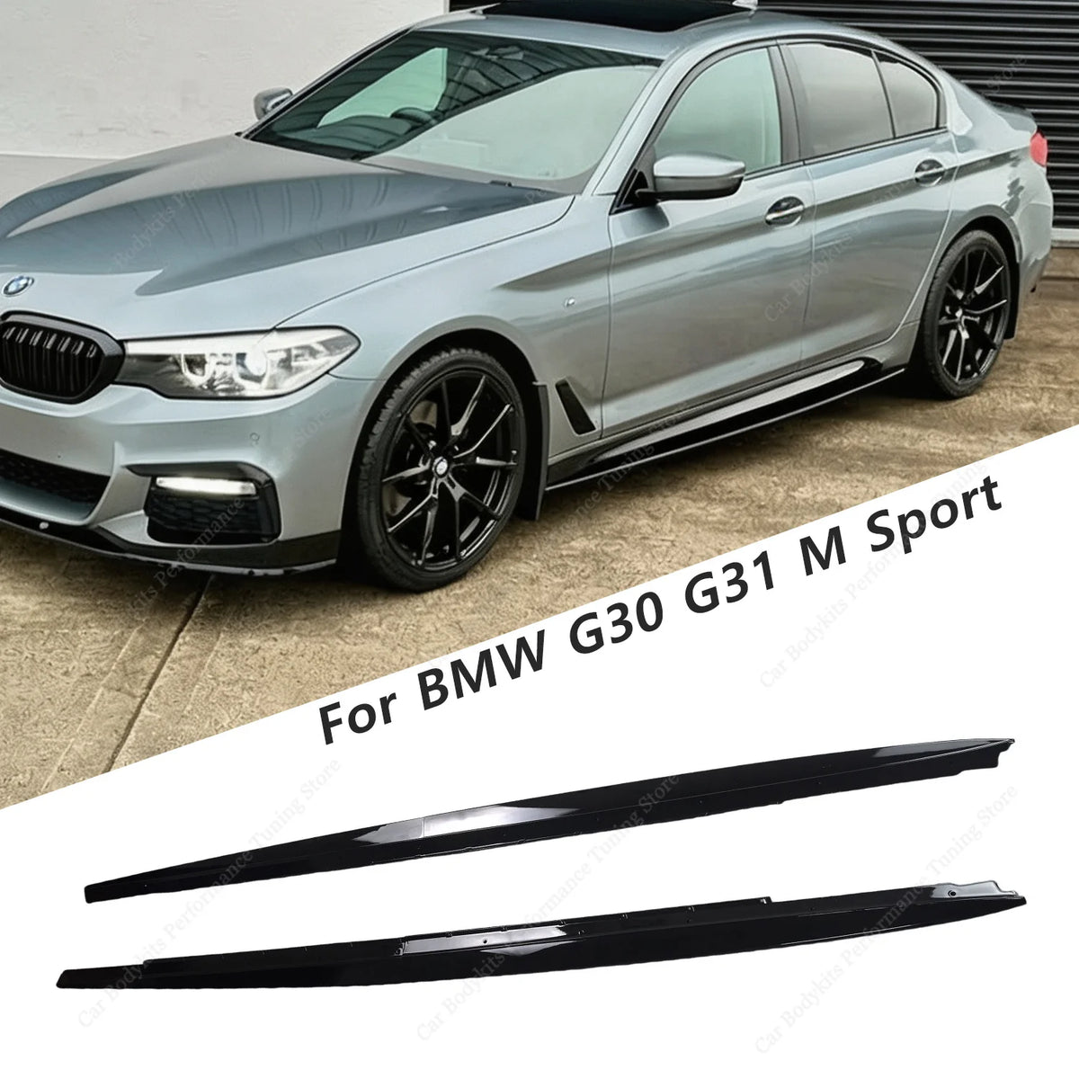 For BMW G30 G31 520I 520D Gloss Black ABS Side Skirts Extension
