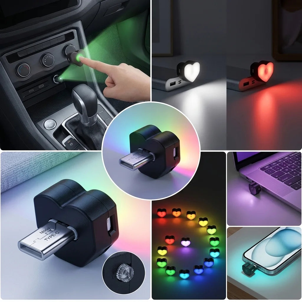 2PCS MINI type-c Atmosphere Ambient Night Neon Interior Emergency
