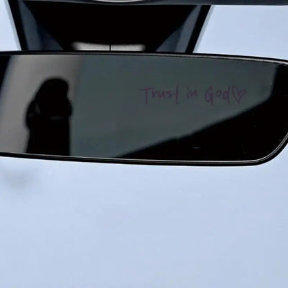 Trust In God Heart Rear View Mirror Sticker Decal