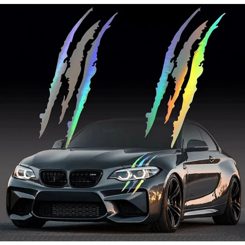 A Set Ghost Claw Stickers Headlights Pvc Carving Hood