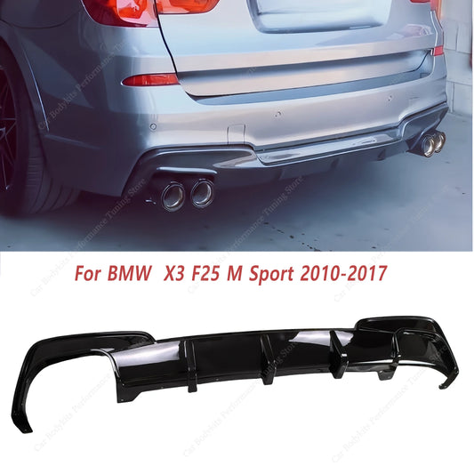 For BMW X3 F25 M Sport Gloss Black Mp ABS Rear Diffuser