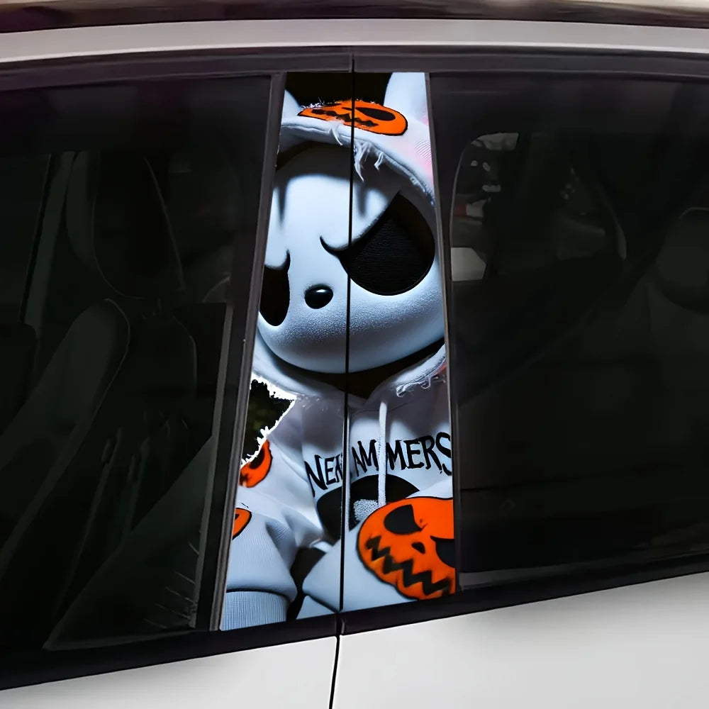 For Glass 2-piece Evil Rabbit Pattern Vinyl b-pillar Sticker