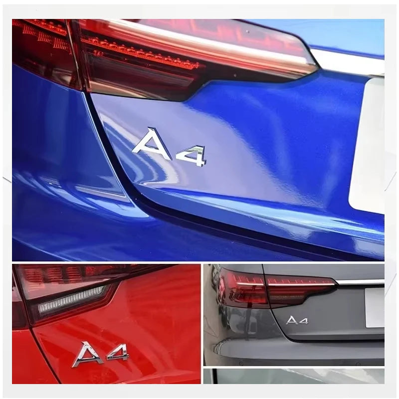 For A4 Badge 3D ABS Glossy Black Sticker Trunk Bumper Body Audi