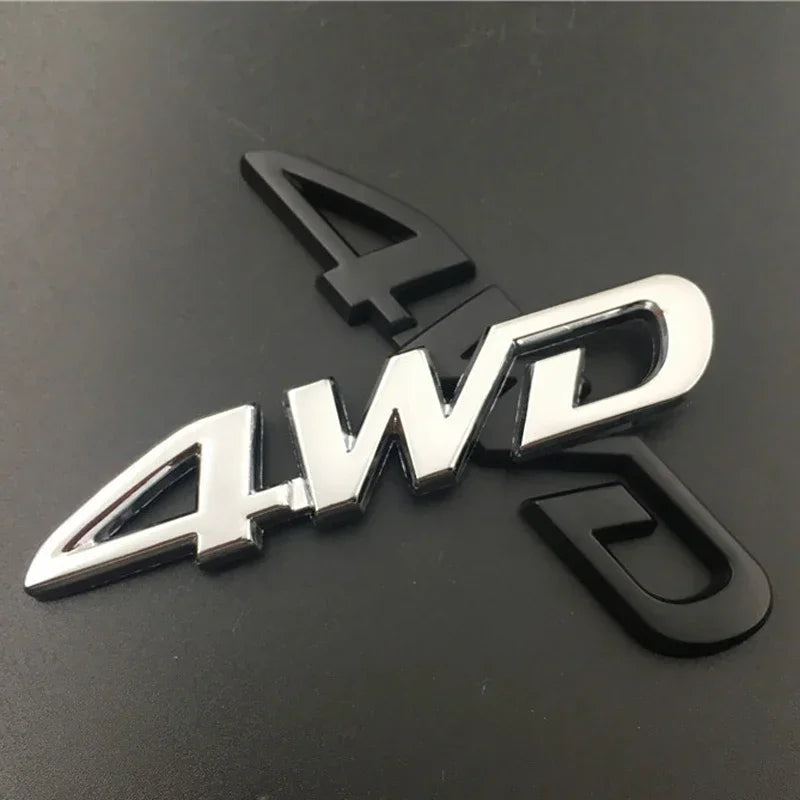 1PCS 3D Chrome Metal Letters Logo 4WD Fender Side
