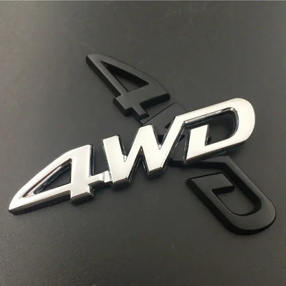 1PCS 3D Chrome Metal Letters Logo 4WD Fender Side